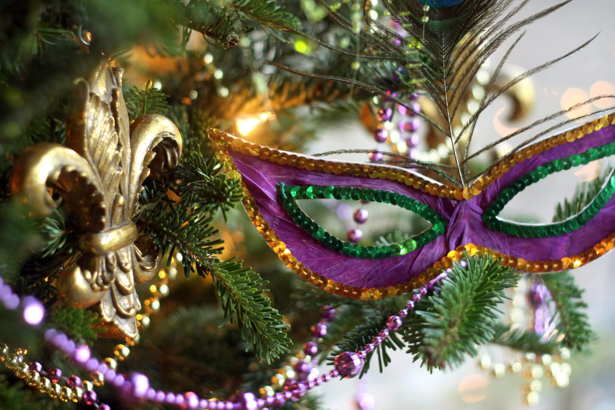 Set of 2! Mardi Gras King Santa Christmas Holiday Tree Ornaments from Right  from Santa's Workshop Cajun Creole Party Decor