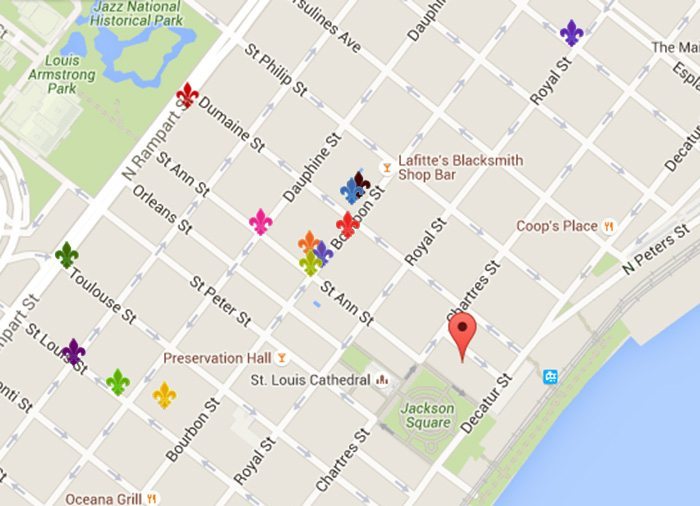 French Quarter Map New Orleans Dining And Nightlife Locations